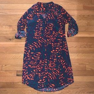 Abstract Cheetah Print Button Down Dress